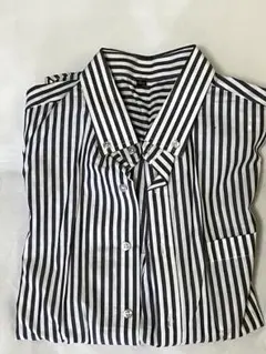 白黒ストライプ ボタンダウンシャツ Lサイズ