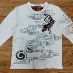 【和柄】錦鯉刺繍入り 桜 錦鯉柄 長袖カットソー ロングTシャツ LLサイズ