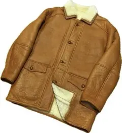 最強防寒/美品90s ムートン レザージャケット/ラムレザー/ランチコート/羊革