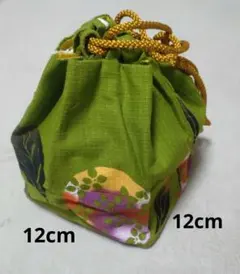 和装用 巾着袋 緑色 花柄 和小物 浴衣バック 12cmのサムネイル