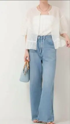 スリットフレアハイウエストデニムパンツ リエミラー