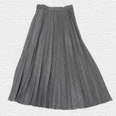 anyFAMエニィファム　チェック柄プリーツロングスカート　グレー3(Lサイズ)