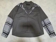 GRANCY レイヤードデザインオープンカラーシャツ グレー Sサイズ