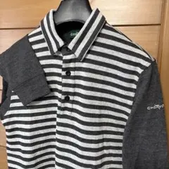 極美品サイズ46/CHERVO/秋冬/暖かWARM素材/長袖ボーダーポロシャツ