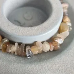 め*ん様 天然石 ミックス サンムーン ストーン さざれ ブレスレット 細石