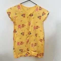 クマとウサギのイエローロンパース 半袖 70 女の子 男の子