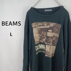BEAMS　長袖　プリントTシャツ　L　ブラック　DILEMMA