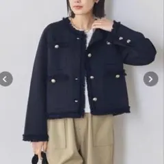 Gready Brilliant ツイードクルーショートジャケット ノーカラー