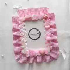 硬質ケースB7サイズ ホイップデコ ギンガムチェックピンク スイーツB7-166