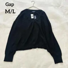 未使用品✨【ギャップ】Vネック リブニット M/L メリノウール 黒 クロップドのサムネイル