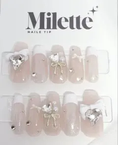ネイルチップ ちゅるん フレンチガーリー スナ系 韓国のサムネイル