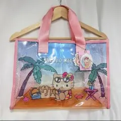 ラスト1点！日焼けキティ　トートバッグ　ビニールバッグ