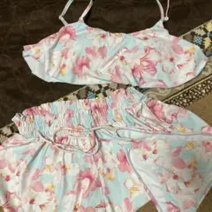 花柄水着 水色・ピンク