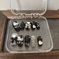 ネイルチップ 韓国風 地雷系 推し活 ロングオーバル　S サイズ