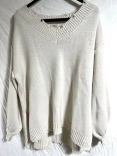 INGNI イング　アイボリー　ニット　ダメージ　スリット　レディース　M リブ