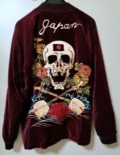 Cropped Heads スカジャン バーガンディ色 スカル刺繍　リバーシブル