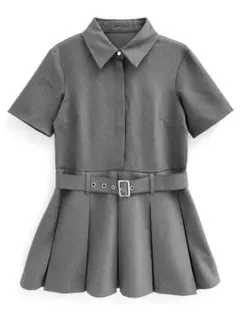 《GRL》ベルト付きボックスプリーツミニワンピース