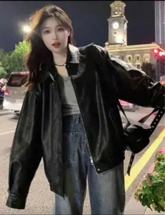SHEINレーザージャケット 革ジャン レディース