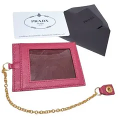 新品♥︎PRADA プラダ パスケース カードケース チェーン付き　サファイアーノ