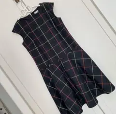 美品　マッキントッシュフィロソフィー　38 チェック　ワンピース　濃紺