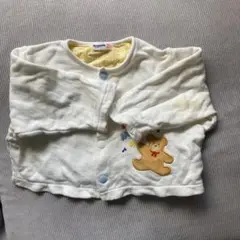 miki houseベビー服 ホワイト クマ刺繍付き ミルク？汚れあり