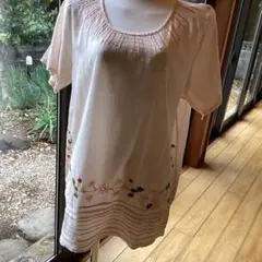 チュニック 半袖 花柄刺繍
