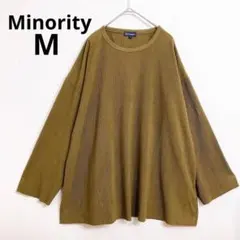 マイノリティ 長袖カットソー スエード調 プリーツ加工 ゆったり ブラウン M