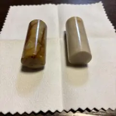 クリーム色とまだら模様の印鑑用素材　印材