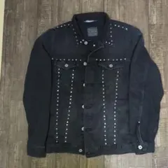 ZARA MAN スタッズ ブラック デニムジャケット ロック パンク XL
