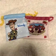 ディズニー ピクサー ミニ巾着 disney ウッディ ロッツォ シークレット