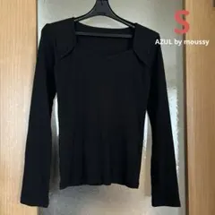 ?? AZUL by moussyリブカットソー 長袖 ブラック Sのサムネイル