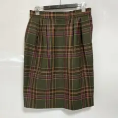 イヴ・サンローラン　フランス　希少　レトロ　オリーブグリーン チェック柄