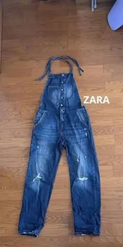 ZARAデニムオーバーオールダメージ加工