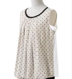 ベージュ地ドット ノースリーブシャツ 10L