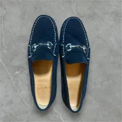 ネイビー スエード ビットローファー