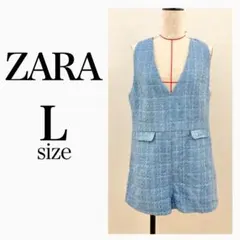 【新品】ZARA ツイード オールインワン ショーパン ザラ L