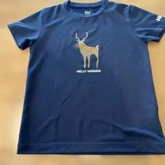HELLY HANSEN キッズ Tシャツ 140 ネイビー 鹿柄