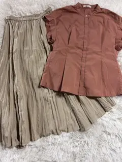 Mira Owen OPAQUE.CLIP ベージュブラウンスカートセットアップ