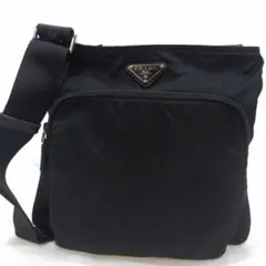 プラダ サコッシュ ショルダーバッグ レザー×ナイロン 三角ロゴ 黒