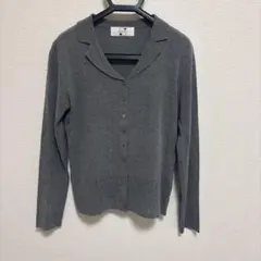襟付き 長袖カーディガン グレー