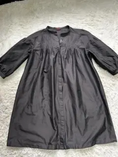 【極美品】AMACA シルク混 ピンタック ワンピース 40 黒 チュニックのサムネイル