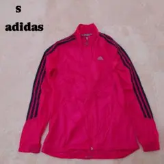 アディダス　ロゴプリント　メッシュ切替　ナイロンジャケット　ピンク