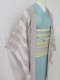 新品未使用 正絹単衣長羽織 裄72cm モダンぼかし 薄藤色 羽織丈100cm 