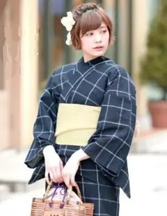 ◇古典綿麻高級しじら織り橙夏着物&浴衣◇新品未使用 呉服店購入浴衣