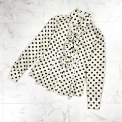 NARACAMICIE ドット柄フリルブラウス ベージュ サイズ0*KD246