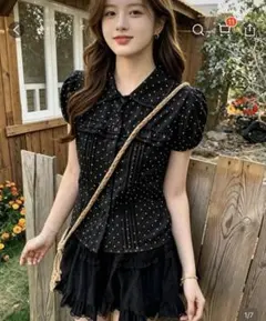SHEIN 韓国風スイートレースパッチワークペタルスリーブ 511567111