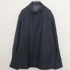 シンプルライフ|長袖 スタンドカラー ブルゾン【M】リネン混 ネイビー 滑らか