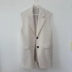 【GU】オーバーサイズテーラードベスト、ベージュ 、Sサイズ