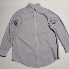 C882 ブルックスブラザーズ　長袖シャツ　紺　ネイビー　ストライプ柄　L