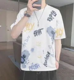 くま　プリント柄　半袖　人気　韓国　大きめ　Ｔシャツ　夏　インパクト